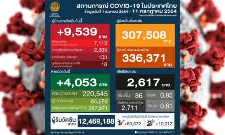 ประเทศไทยยอดผู้ติดเชื้อโควิดพุ่ง 9,539 ราย