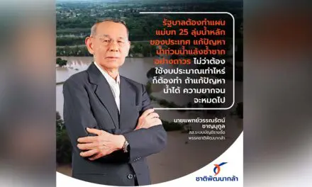ชาติพัฒนากล้า เสนอรัฐบาล ทำแผนแม่บท 25 ลุ่มน้ำหลักของประเทศ แก้ปัญหาน้ำท่วม น้ำแล้ง