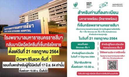 รพ.มหาราชโคราช สตาร์ทฉีดแบบไขว้ เริ่ม SVเข็ม1ก่อน ไม่มีAZ 2เข็ม