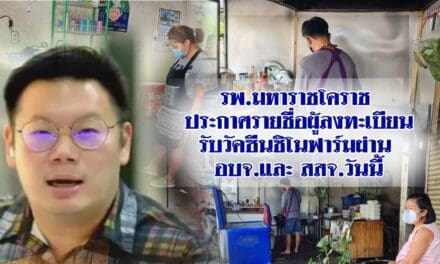 รพ.มหาราชโคราช ประกาศรายชื่อผู้ลงทะเบียนรับวัคซีนชิโนฟาร์มผ่าน อบจ.และ สสจ.วันนี้ หนุนจังหวัดเปิดให้ ปชช.นั่งทานอาหารในร้านได้