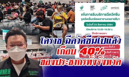 โคราชฉีดวัคซีนไปแล้วเกือบ 40% ของประชากรทั้งจังหวัด ขณะที่ รพ.มหาราชฯ เตรียมใช้ระบบลงทะเบียนออนไซท์