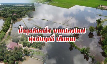 น้ำมูลล้นตลิ่ง ท่วมถนนทางเข้าวัด นาแปลงใหญ่ทุ่งสัมฤทธิ์ เสียหาย
