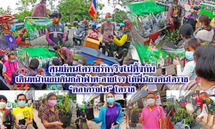 ศูนย์ฅนโคราชรักจริงไม่ทิ้งกัน เดินหน้ามอบต้นกล้าฟ้าทะลายโจร ให้พี่น้องคนโคราช “ตลาดรถไฟ” โคราช