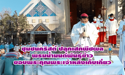 ชุมชนคริสต์ ปลุกเสกพืชผล พรมน้ำมนต์พันธุ์ข้าว ขอบพระคุณพระเจ้าหลังเก็บเกี่ยว