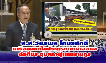 ส.ส.วัชรพล โตมรศักดิ์ หารือขอแก้ไขประตูระบายน้ำจอหอ ต่อที่ประชุมสภาผู้แทนราษฎร ถึงกรมชลประทาน กระทรวงเกษตรและสหกรณ์