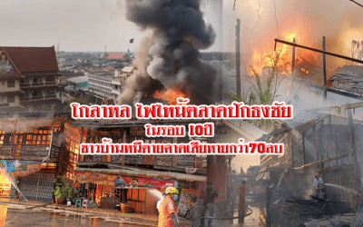 โกลาหล ไฟไหม้ตลาดปักธงชัยในรอบ10ปี ชาวบ้านหนีตายคาดเสียหายกว่า70ลบ