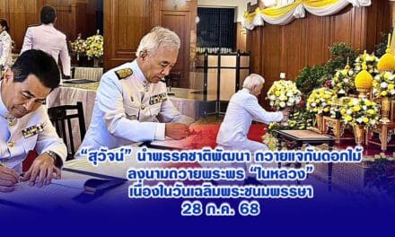 “สุวัจน์” นำพรรคชาติพัฒนา ถวายแจกันดอกไม้ลงนามถวายพระพร “ในหลวง”เนื่องในวันเฉลิมพระชนมพรรษา28 ก.ค. 68